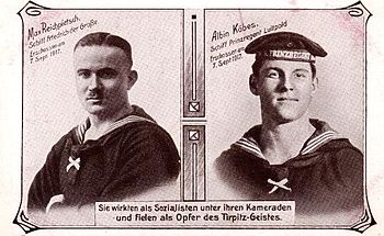 German sailors Albin Kbis (1892-1917) and Max Reichpietsch (1894-1917)
