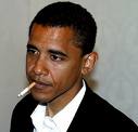 Barack Obama (1961-) smoking cigarette