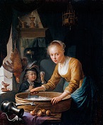 'Girl Chopping Onions', by Gerrit Dou (1613-75) 1646