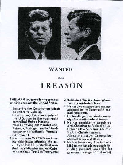 JFK Wanted for Treason Poster, 1963