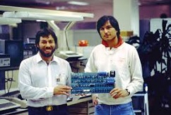 Steve Jobs (1955-2011) and Steve Wozniak (1950-)