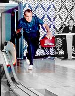 Pres. Nixon in White House Bowling Alley, 1970
