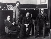 Johnn Quinn (1870-1924) with James Joyce, Ezra Pound, and Ford Madox Ford in Paris