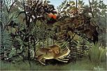 'The Hungry Lion Throws Itself on the Antelope' by Henri Rousseau (1844-1910), 1905