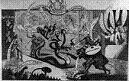 Royal Academy Cartoon, showing Sir William Chambers slaying the 8-headed hydra of the Society of Artists, 1768