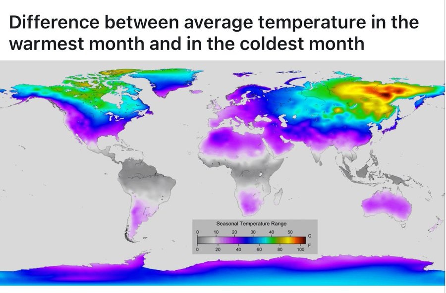 Temperature differences in same month