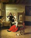 'Woman Drinking with Soldiers' by Pieter de Hooch (1629-84), 1658